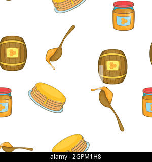 Bee honey pattern, cartoon style Stock Vector