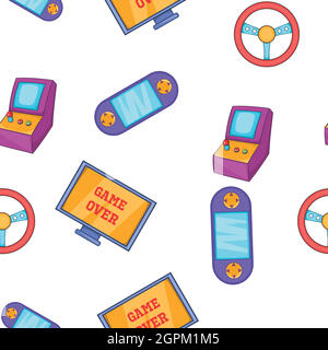 Video game pattern, cartoon style Stock Vector
