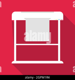 Large format printer icon, flat style Stock Vector