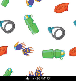 Bicycle elements pattern, cartoon style Stock Vector