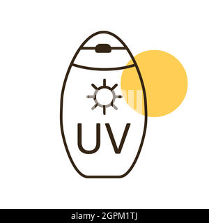 Sunscreen cream flat vector icon. Summer sign Stock Vector