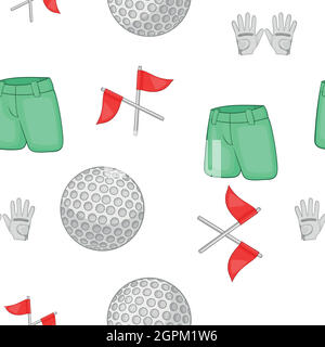 Golf equipment pattern, cartoon style Stock Vector