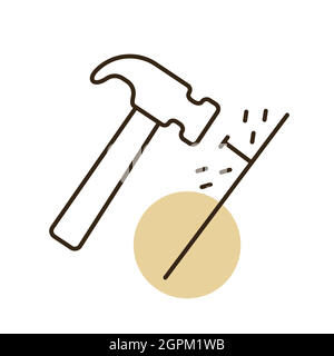 Hammer and nails vector isolated flat icon Stock Vector