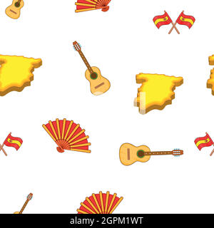 Spain symbols pattern, cartoon style Stock Vector