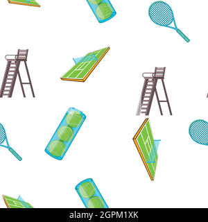 Tennis pattern, cartoon style Stock Vector