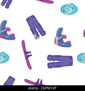 Equipment for snowboarding pattern, cartoon style Stock Vector