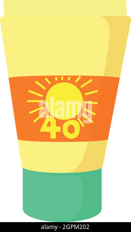 Sunscreen icon, cartoon style Stock Vector