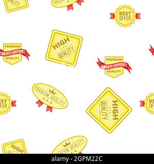 Quality labels pattern, cartoon style Stock Vector