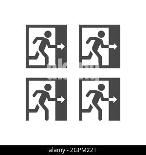 Exit door with man running vector sign Stock Vector