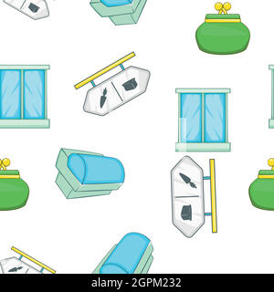 Supermarket elements pattern, cartoon style Stock Vector