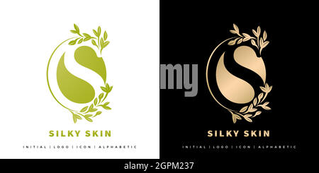 Illustration of Letter S Logotype Silky Skin, Yin and Yang Model symbol with isolated black and white backgrounds, applicable for salon and spa product, beauty shop, and logo for corporate. Stock Vector