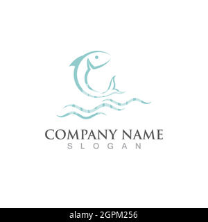 Fish salmon logo template. Creative vector Stock Vector
