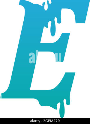 Melting Letter E icon logo design template Stock Vector