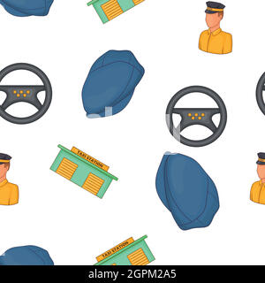 Taxi service pattern, cartoon style Stock Vector