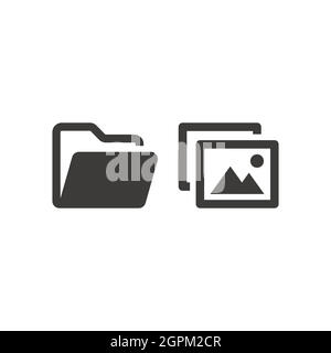 Folder and picture file web vector icon set Stock Vector