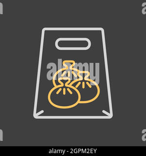 Khinkali paper bag icon Stock Vector
