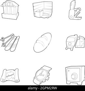 Holiday in Switzerland icons set, outline style Stock Vector