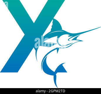 Letter X logo icon with fish design symbol template Stock Vector