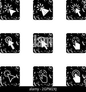 Pointer of computer icons set, grunge style Stock Vector