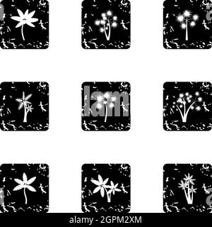 Palma icons set, grunge style Stock Vector