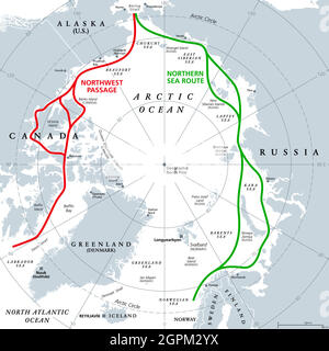 Map of the Arctic region, the northwest passage and the northern sea ...