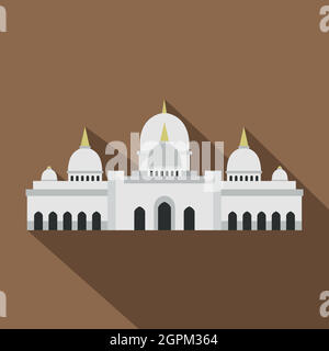 Taj Mahal icon, flat style Stock Vector