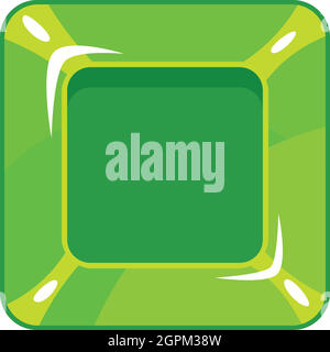 Square green button icon, cartoon style Stock Vector