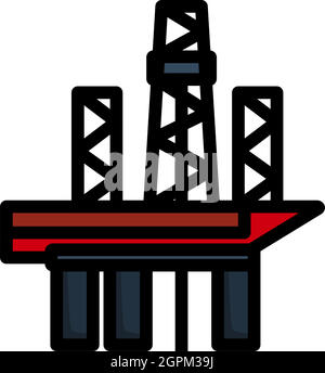 Oil Sea Platform Icon Stock Vector