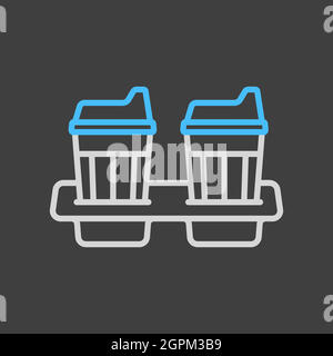 Two glasses of coffee in the stand vector icon Stock Vector