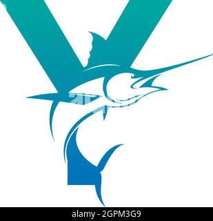 Letter Y logo icon with fish design symbol template Stock Vector