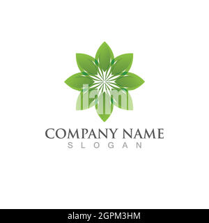 Logos of green Tree leaf ecology Stock Vector
