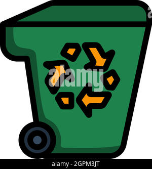 Garbage Container With Recycle Sign Icon Stock Vector