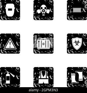 Repairs icons set, grunge style Stock Vector