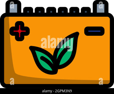 Car Battery With Leaf Icon Stock Vector