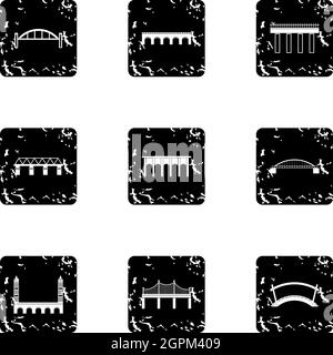 Facility for crossing river icons set Stock Vector