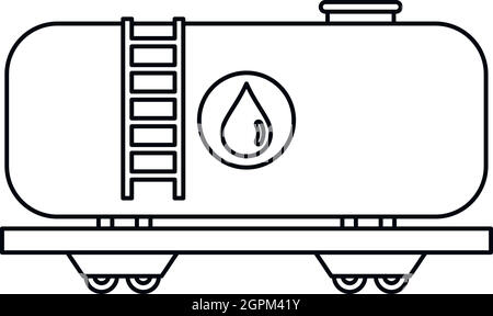 Railroad fuel tank icon, outline style Stock Vector