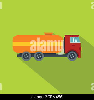 Tanker truck icon, flat style Stock Vector