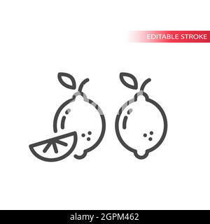 Lemon slice line vector icon Stock Vector
