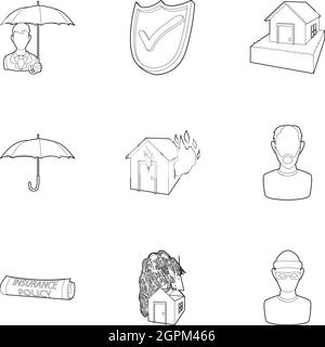 Disaster icons set, outline style Stock Vector