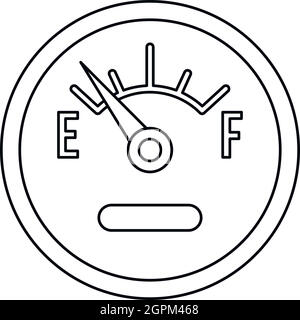 Fuel gauge showing empty icon, outline style Stock Vector