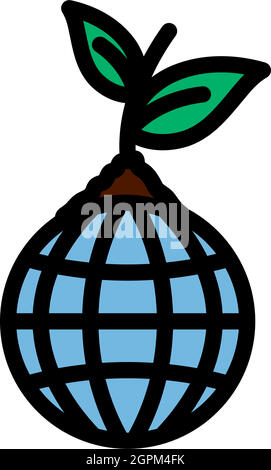 Planet With Sprout Icon Stock Vector