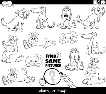 find two same dog characters game coloring book page Stock Vector Image ...