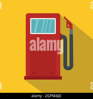 Red gasoline pump icon, flat style Stock Vector