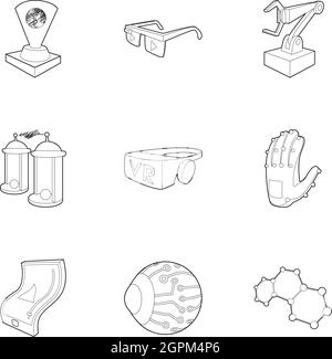 Computer latest devices icons set, outline style Stock Vector
