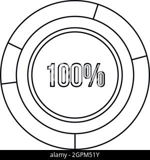 Pie chart circle graph 100 percent icon Stock Vector