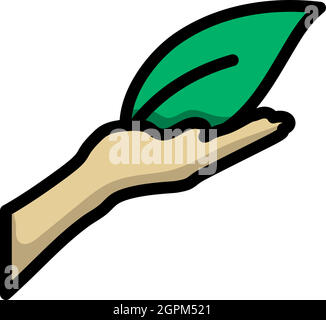 Hand Holding Leaf Icon Stock Vector