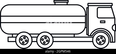 Fuel tanker truck icon, outline style Stock Vector