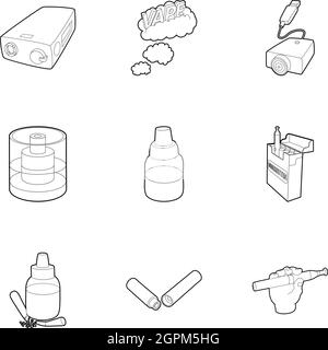 Electronic smoking cigarette icons set Stock Vector