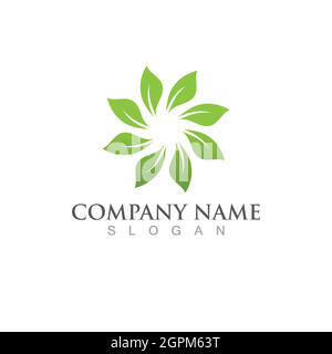Logos of green Tree leaf ecology Stock Vector