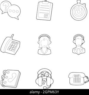 Consultation icons set, outline style Stock Vector